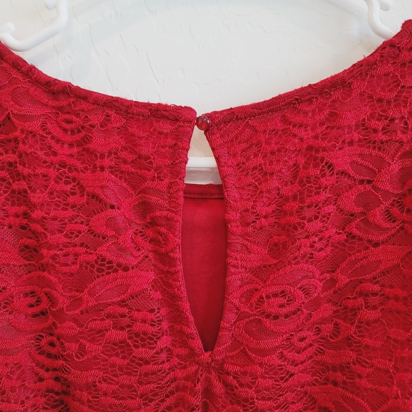 💕 City Triangles Sleeveless Red Lace Overlay Dress Women's Plus Size XXL - Picture 4 of 11